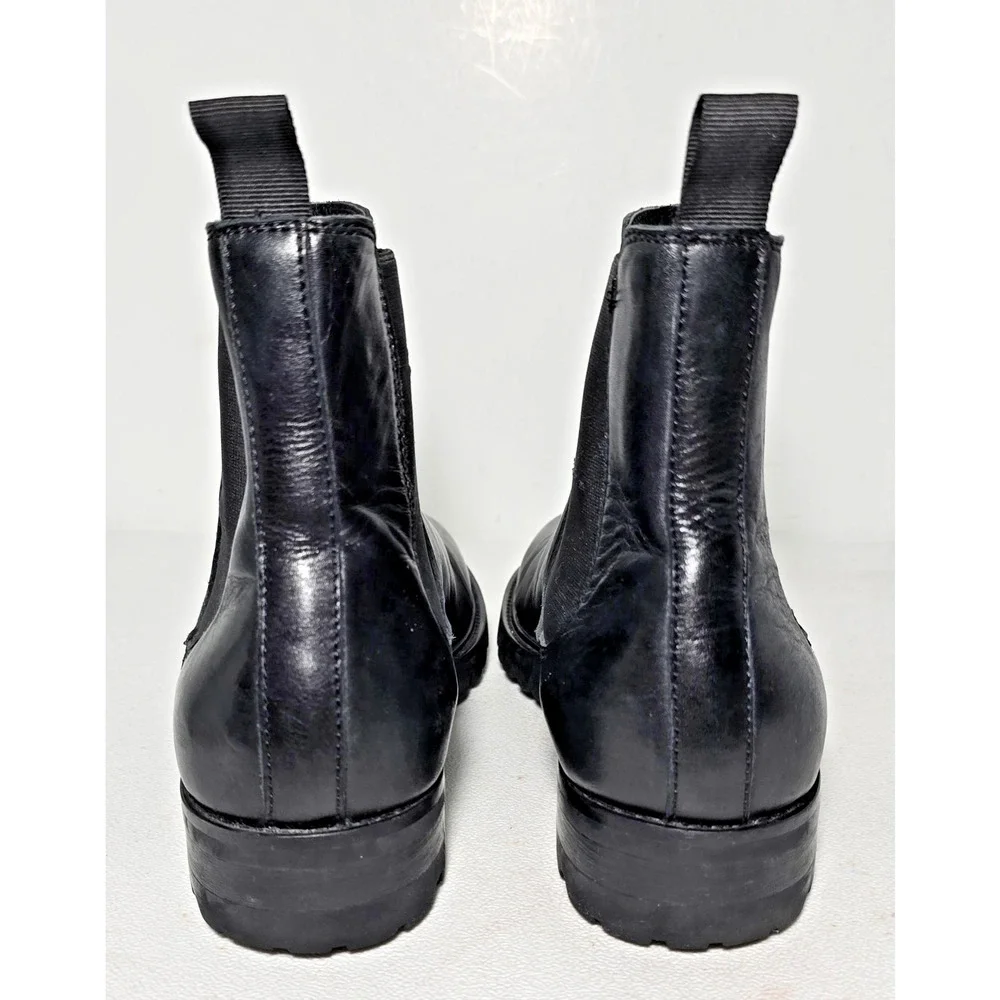 Saks Fifth Avenue BARI Black Leather Round Toe Boots Men’s Size 8 M